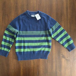 2T BOYS Striped Sweater, Blue and Green, NEW